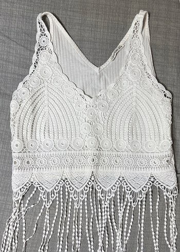 Beyaz dantelli bluz - Görsel 4