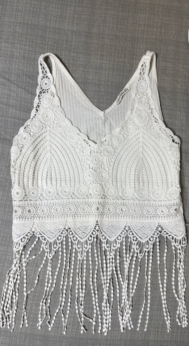 Beyaz dantelli bluz - Görsel 4