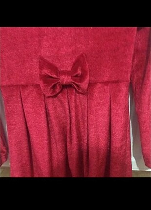 5 Yaş Beden kırmızı Renk Kırmızı kadife elbise