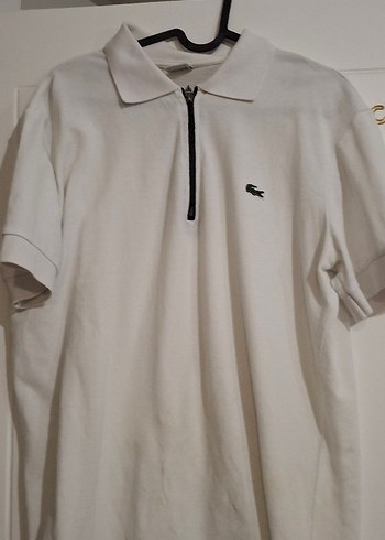 Lacoste Erkek Beyaz Polo Tisort Fermuarli Kisa Kollu