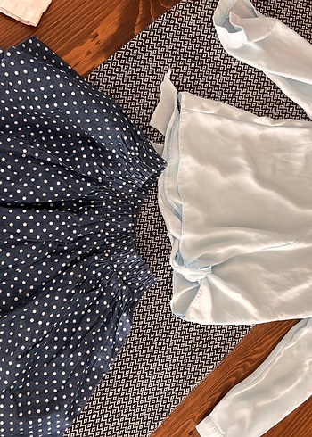 Düğmeli Beyaz Hamile Bluzu, Uzun Kollu, Midi Boy - Görsel 3