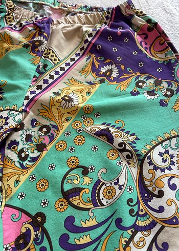 Bohem Çok Renkli Desenli Bol Pantolon - Görsel 3