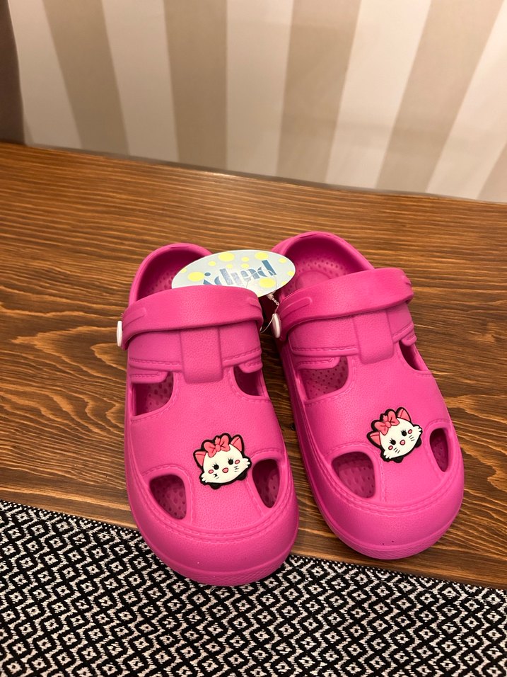 Kız Çocuk Pembe Baskılı Tokalı Terlik - Görsel 3