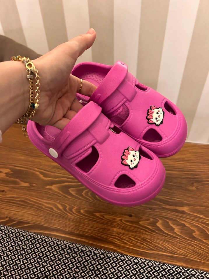 Kız Çocuk Pembe Baskılı Tokalı Terlik - Görsel 2