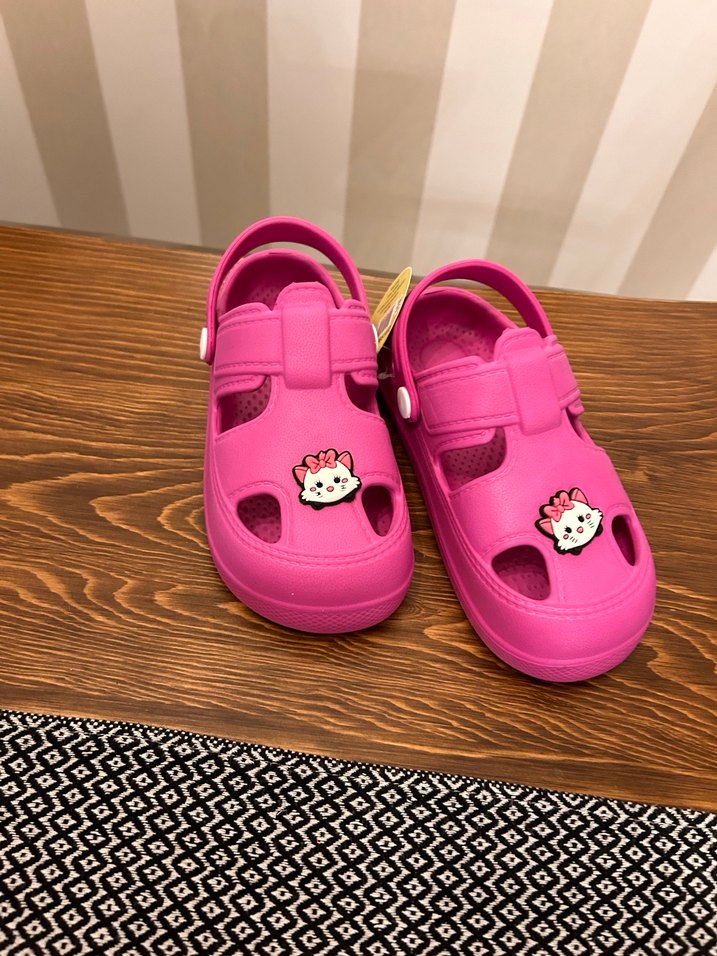 Kız Çocuk Pembe Baskılı Tokalı Terlik - Görsel 4