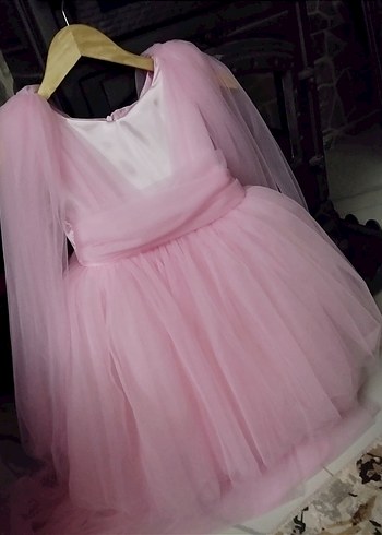 Kız Çocuk Pembe Drapeli Kolsuz Elbise
