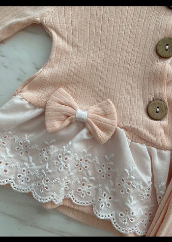 Dantel Detaylı Pembe Bebek Takımı - Görsel 5