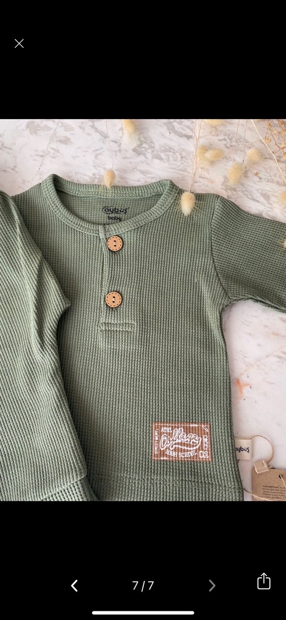 Düğmeli Uzun Kollu Erkek Bebek Takımı - Görsel 3