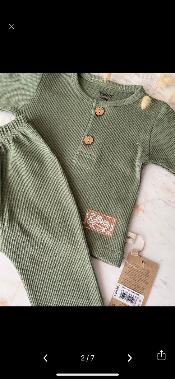 Düğmeli Uzun Kollu Erkek Bebek Takımı - Görsel 2