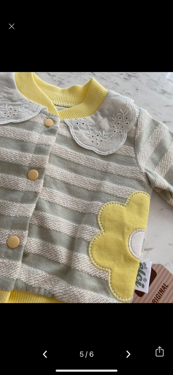 Sarı Nakışlı Bebek Kız Takımı Dantelli - Görsel 3