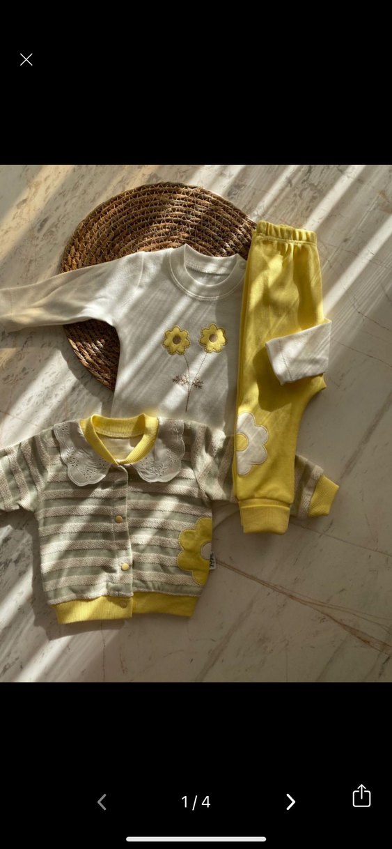 Sarı Nakışlı Bebek Kız Takımı Dantelli - Görsel 5