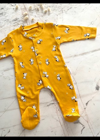 Sarı Uzun Kollu Bebek Tulum - Görsel 2