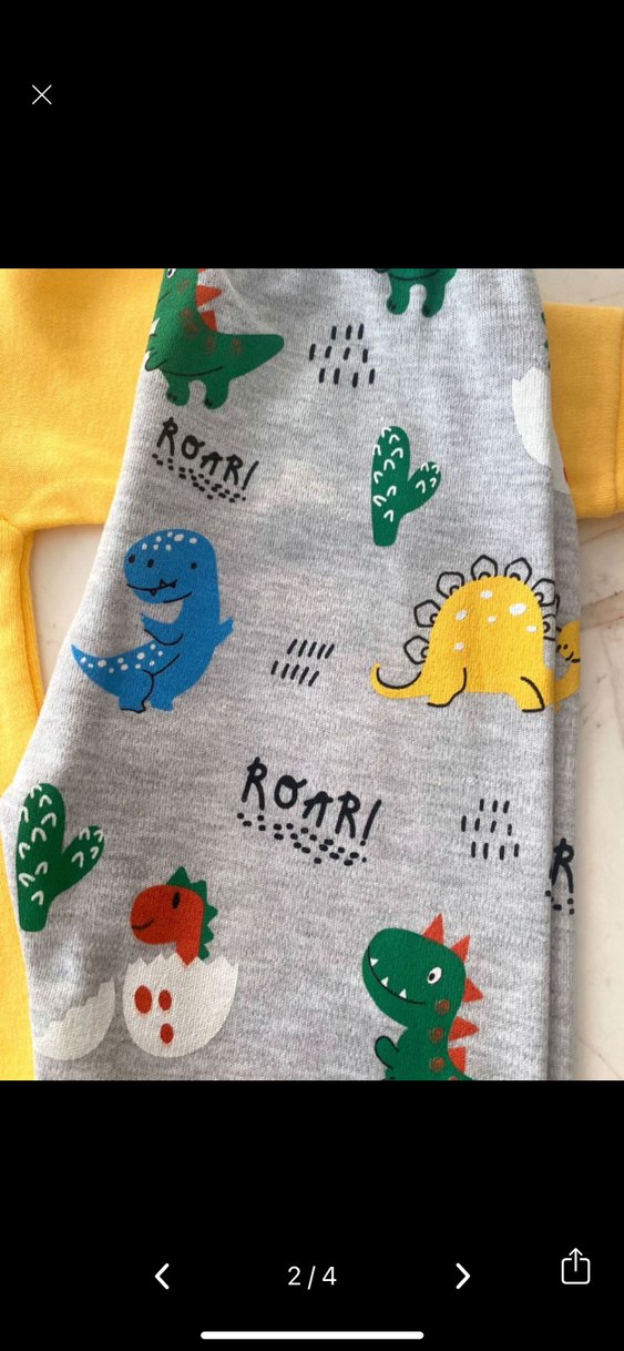 Sarı Dinozor Baskılı Erkek Bebek Takımı - Görsel 2