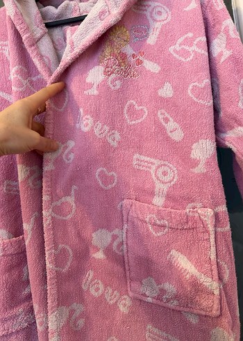 Kız Çocuk Kapüşonlu Pembe Bornoz - Görsel 4