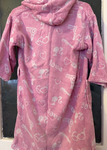 Kız Çocuk Kapüşonlu Pembe Bornoz - Görsel 3