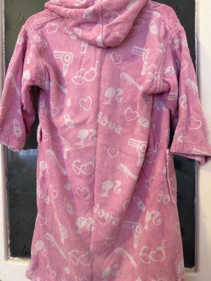 Kız Çocuk Kapüşonlu Pembe Bornoz - Görsel 3