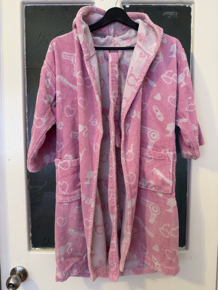 Kız Çocuk Kapüşonlu Pembe Bornoz - Görsel 2