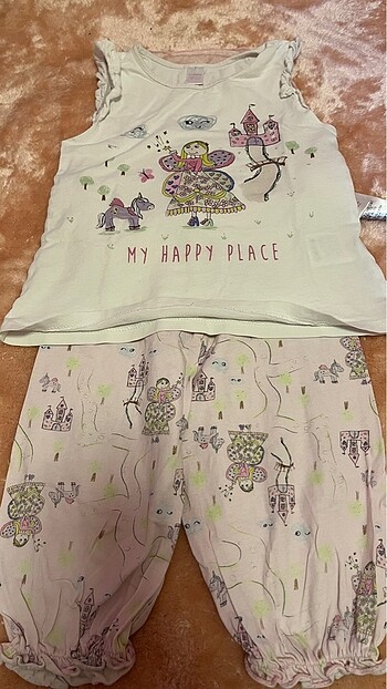 6 Yaş Beden pembe Renk Kız çocuk pijama takımı