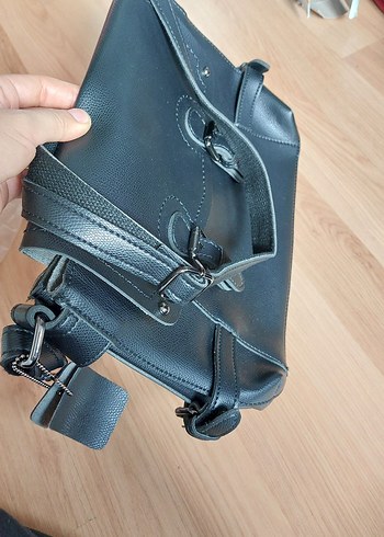 Gri Deri Biker Kadın Çanta - Görsel 2