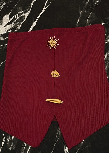 Diğer Bordo Gold Detayli Crop