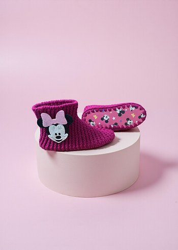 Kız Çocuk Pembe Örgü Sıcak Ev Terliği - Görsel 3