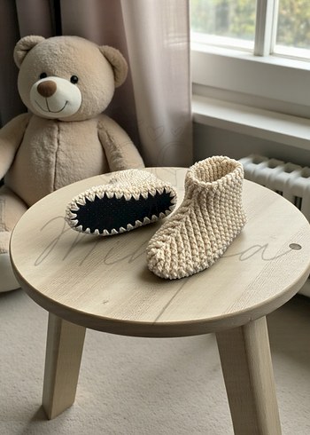 Kızlar için Bohem Örgü Sıcak Ev Terliği - Görsel 2