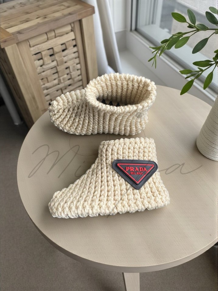 Kızlar için Bohem Örgü Sıcak Ev Terliği - Görsel 3