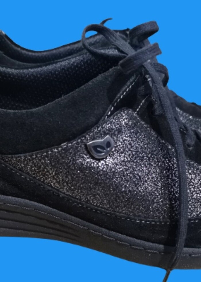 ECO BİO HAKİKİ DERİ SİYAH SİMLİ KADIN SPOR AYAKKABI - Görsel 2