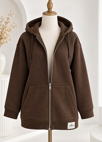 Suud Collection Rahat Kahverengi Kapusonlu Sweatshirt