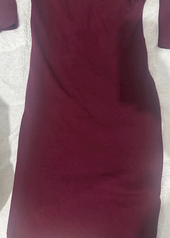 Diğer Bordo Midi Kadın Elbise, Uzun Kollu, Dar Kesim