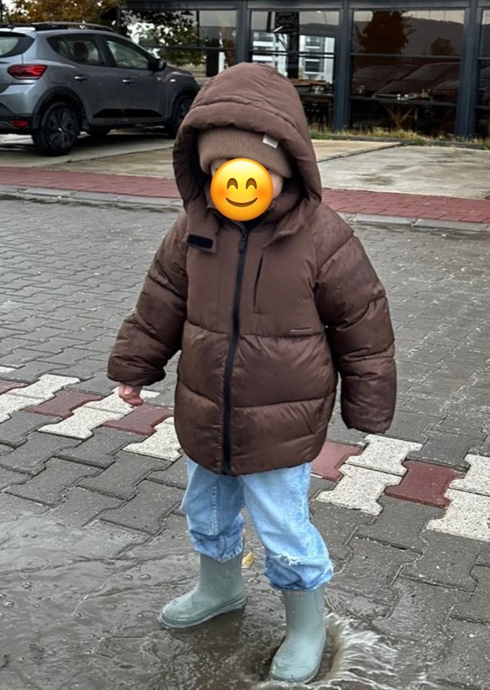 Kapüşonlu Kahverengi Puf Mont - Görsel 2