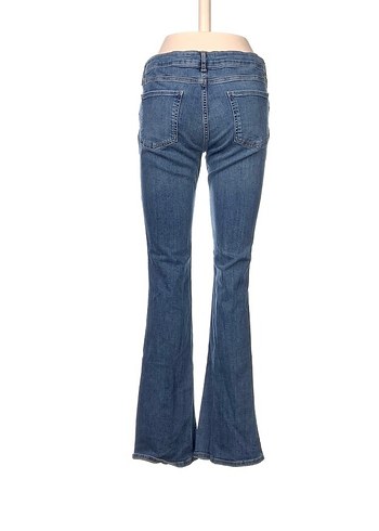 Zara Düğmeli Mavi Kadın Midi Kot Pantolon