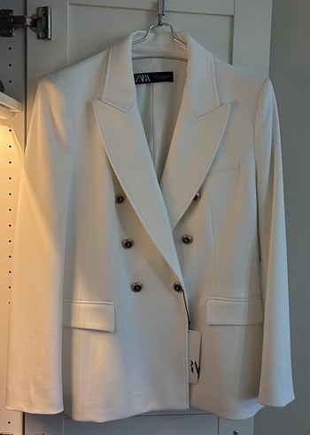 Zara Ekru Cift Sirali Blazer Ceket