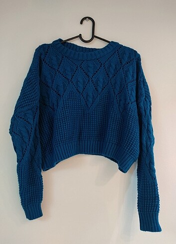 Trendyol & Milla Petrol Mavisi Crop Kazak
