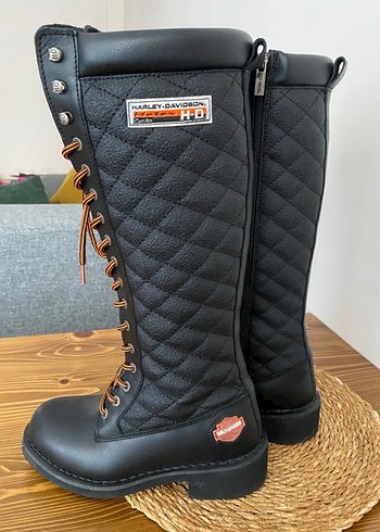 Harley Davidson Siyah Kapitone Bilek Boy Cizme