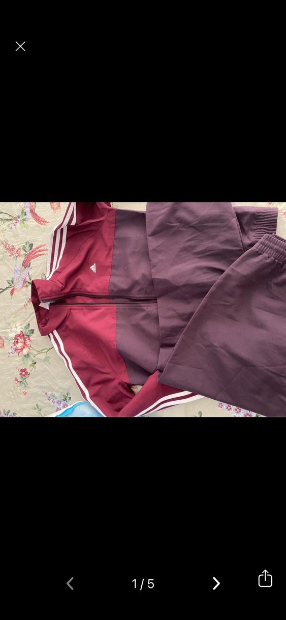 Adidas 
Bordo Kadın Fermuarlı Eşofman Takımı - Görsel 4