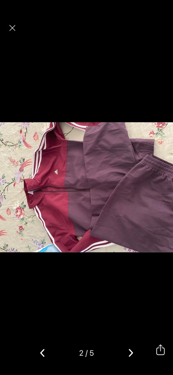 Adidas 
Bordo Kadın Fermuarlı Eşofman Takımı - Görsel 3