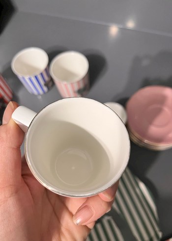 Porland Çizgili Fincan ve Tepsi Seti - Görsel 7