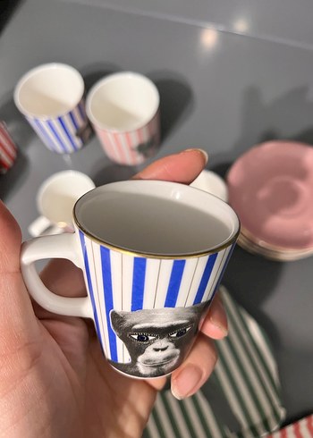 Porland Çizgili Fincan ve Tepsi Seti - Görsel 8