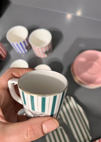 Porland Çizgili Fincan ve Tepsi Seti - Görsel 11