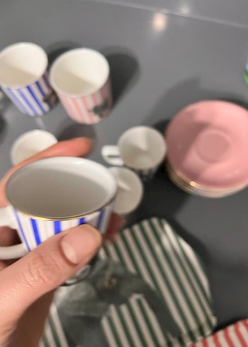 Porland Çizgili Fincan ve Tepsi Seti - Görsel 9