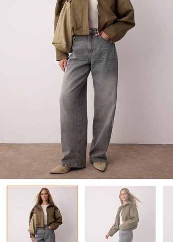 Trendyol & Milla Yuksek Bel Genis Paca Gri Denim Jean