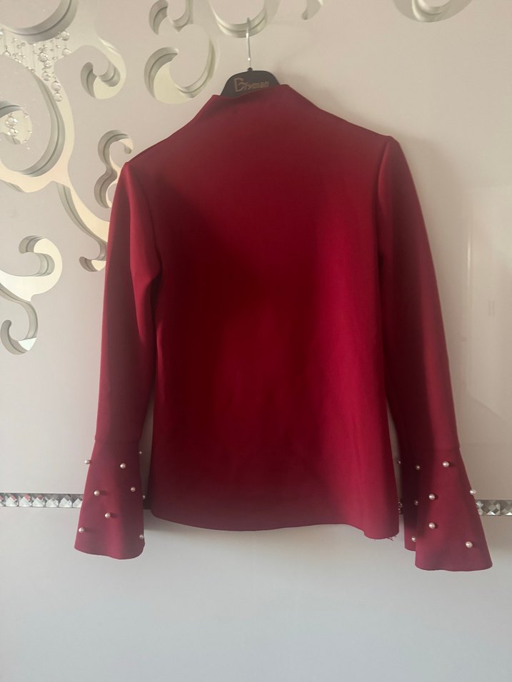 Mango Bordo İnci Detaylı Uzun Kollu Bluz — görsel 2/6