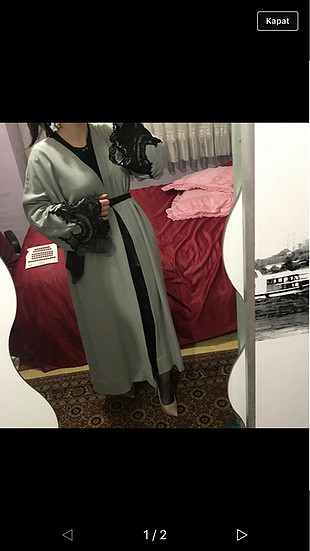 Diğer Dantelli şık gri abaya 