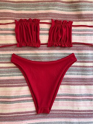 s Beden kırmızı Renk Kırmızı büzgülü bikini