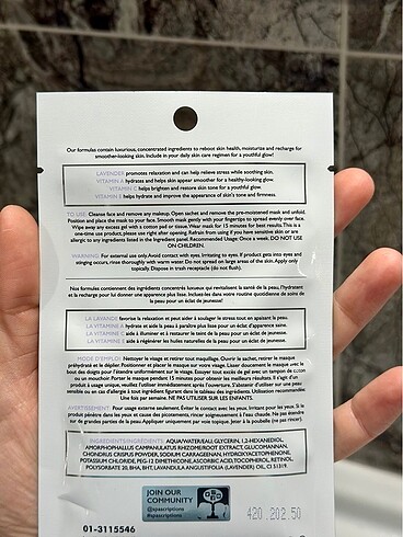 Diğer Fransa?dan Ithal A&C&E Vitaminli Hydrojelli Uyku Maskesi