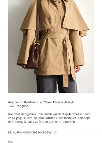 Defacto Bej Pelerinli Regular Fit Trenckot