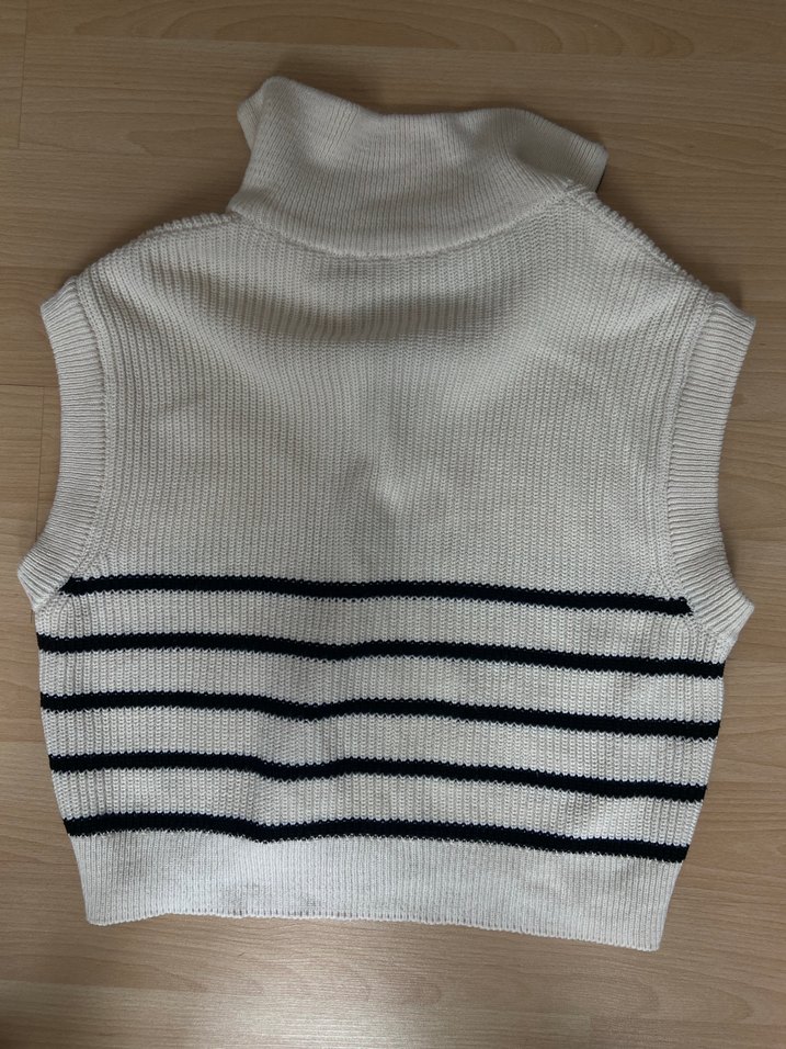 Fermuarlı çizgili triko süveter - Görsel 5