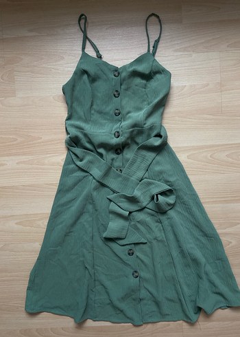 Trendyol haki kemerli elbise - Görsel 2