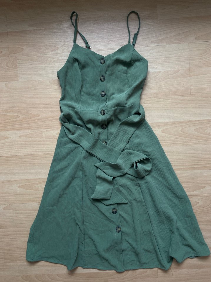 Trendyol haki kemerli elbise - Görsel 2